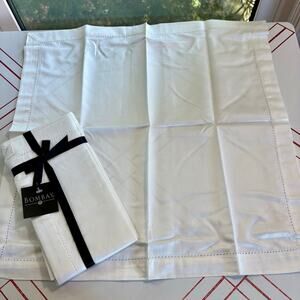 Vintage Bombay Company White Hemstitch Napkins, Set of 4, New Package